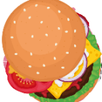 Image of Hamburger with lettuce, tomato and cheese